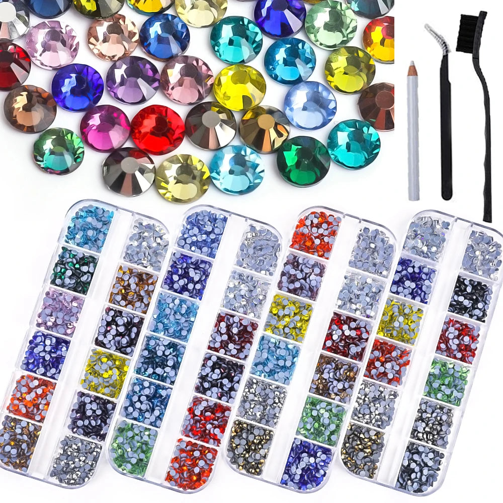Strass de Fixação, Cores Mistas, Cristal de Vidro