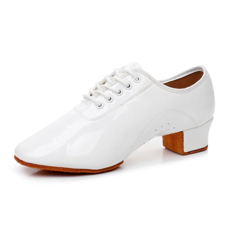 Sapatos de dança latina de couro macio masculino confortável duas sola sapatos de dança pretos para adultos crianças professores