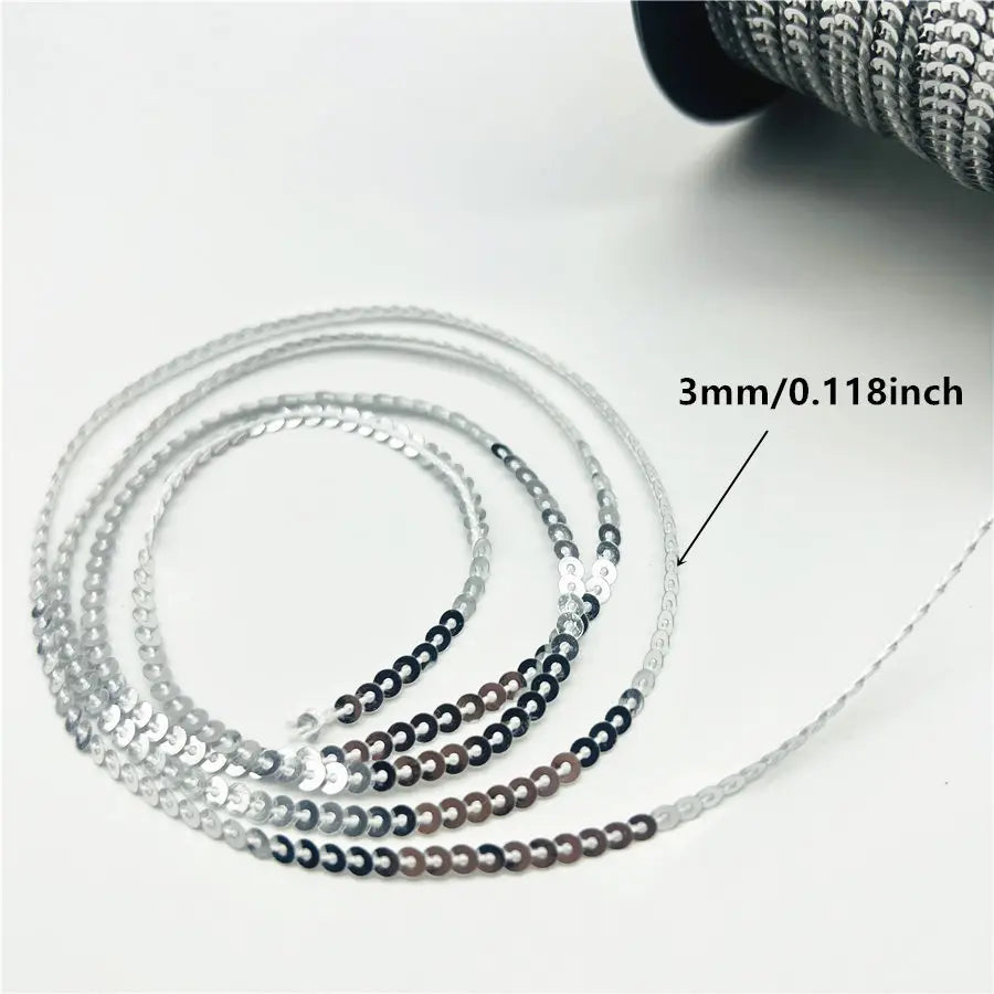 5 jardas/lote 3mm lantejoulas fita redonda plana lantejoulas laser giltter lantejoulas para artesanato costura pano acessório lantejoulas guarnição