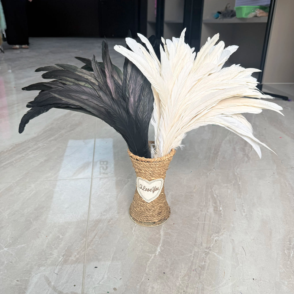 Plumas Naturais de Cauda de Galo 100 Peças