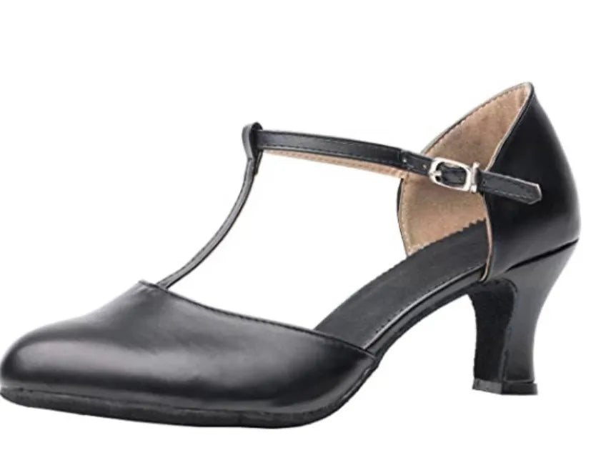 Sapatos femininos com alça cruzada, sapatos antiderrapantes para dança de salão de salsa latina, saltos pretos para casamento