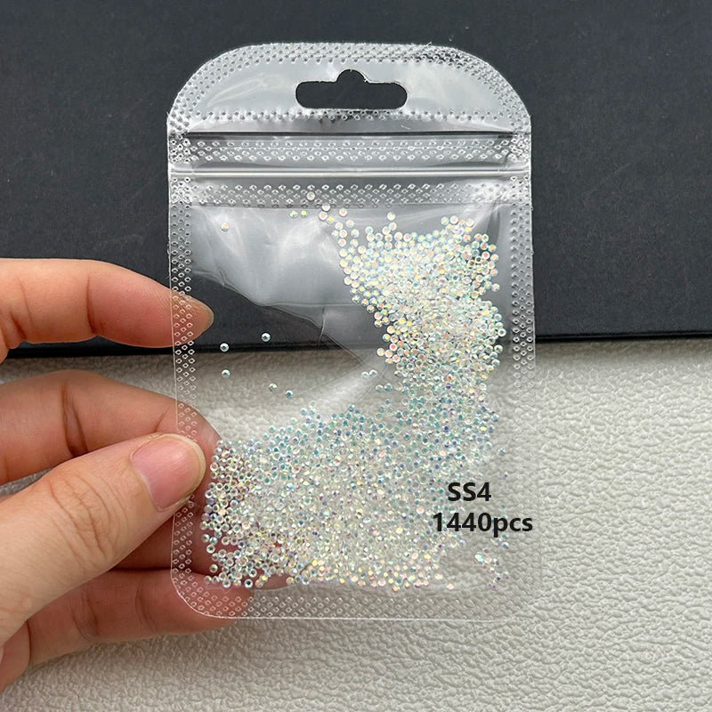 1440 Peças/saco AB/Transparente Mini Diamantes Redondos Ponto de Luz