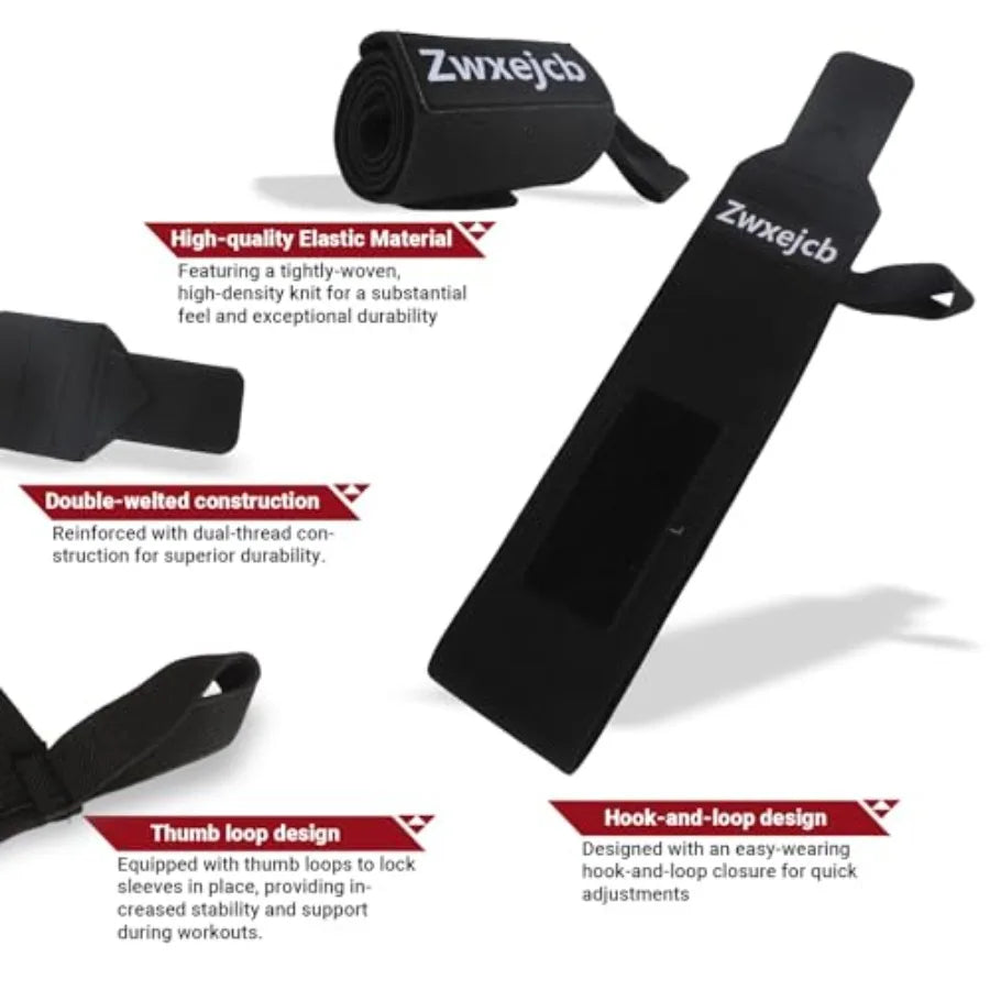 Weightlifting Wrist Wraps - Heavy-Duty Support for Gym Bench Press and Pushups Premium Polyester Nylon Wrist Straps for Maximum