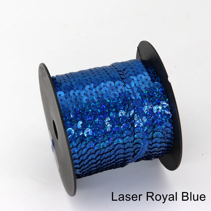 5/ 100 jardas 6mm lantejoulas fita redonda plana lantejoulas laser giltter lantejoulas para artesanato costura pano acessório lantejoulas guarnição