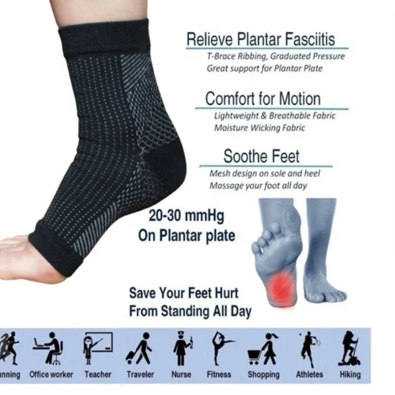 1 Pair Ankle Compression Socks Neuropathy Tendonitis Support Sleeve Pain Relief Ankle Brace For Swelling Reduction