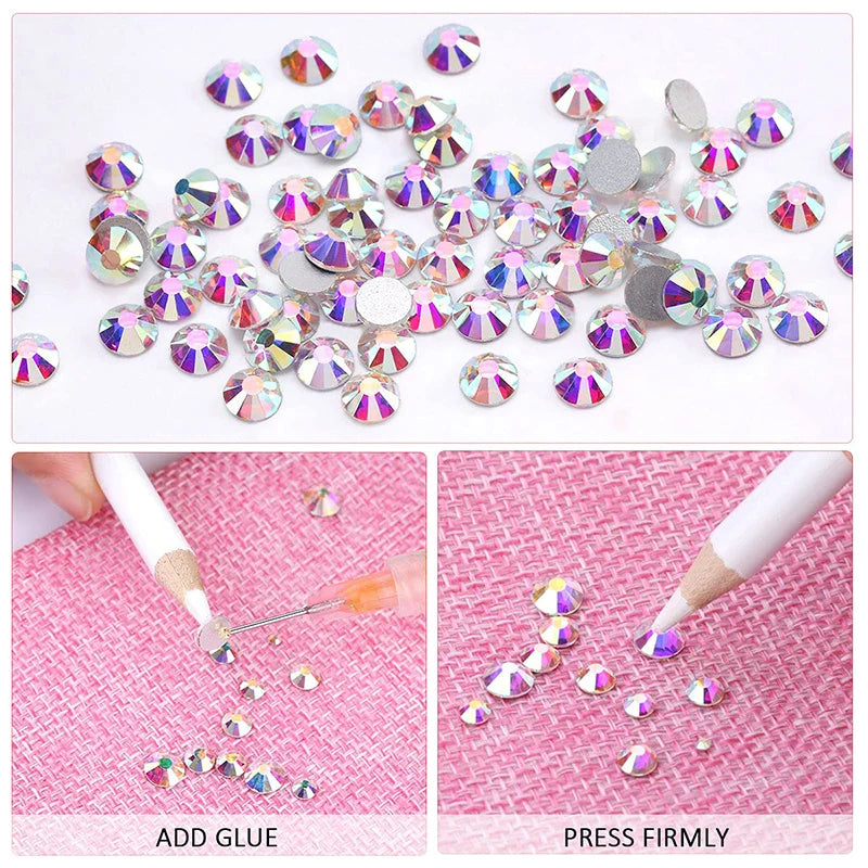 1440 Peças/saco AB/Transparente Mini Diamantes Redondos Ponto de Luz