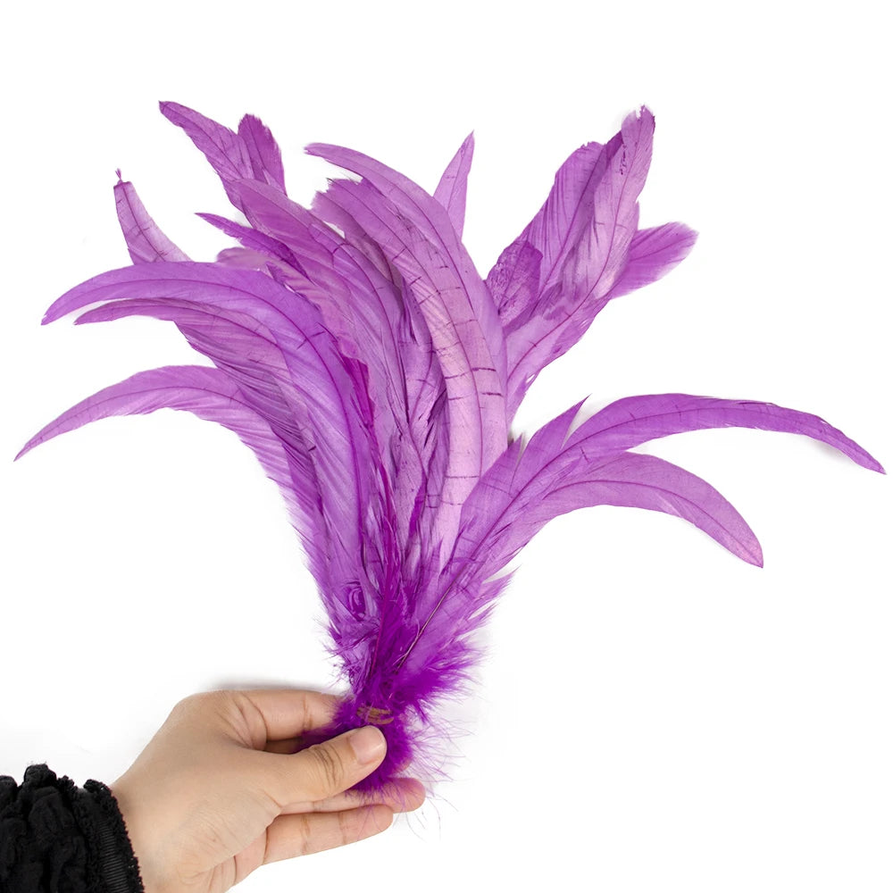 Plumas Naturais de Cauda de Galo 100 Peças