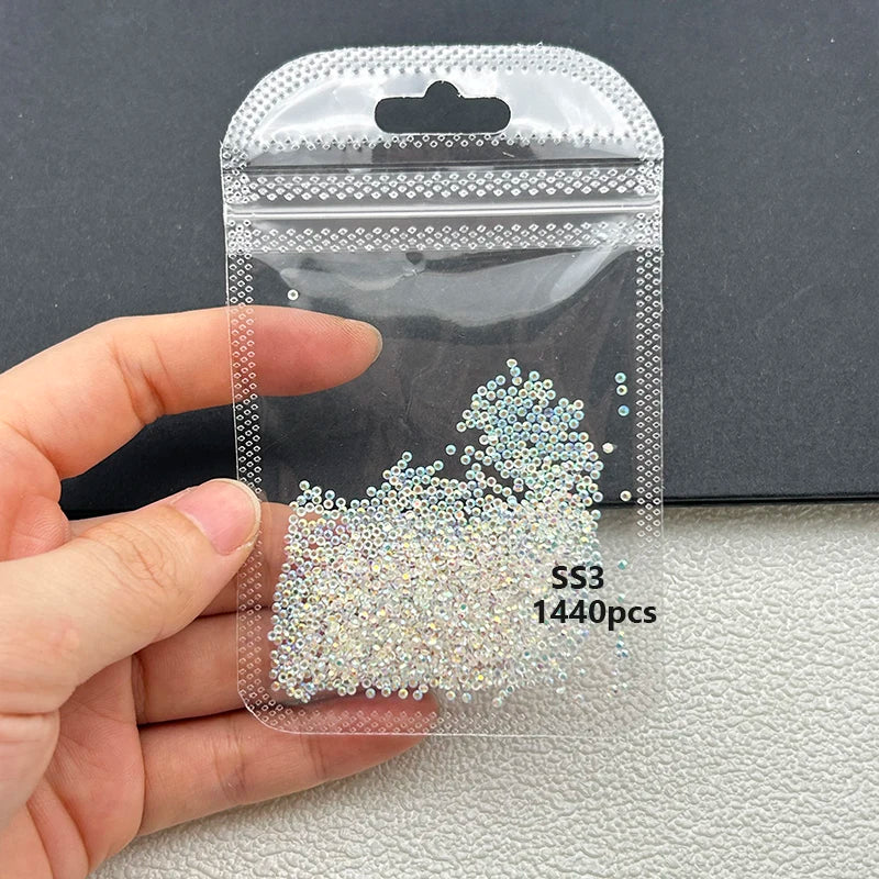 1440 Peças/saco AB/Transparente Mini Diamantes Redondos Ponto de Luz