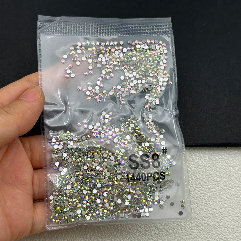 1440 Peças/saco AB/Transparente Mini Diamantes Redondos Ponto de Luz