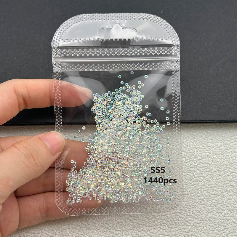 1440 Peças/saco AB/Transparente Mini Diamantes Redondos Ponto de Luz