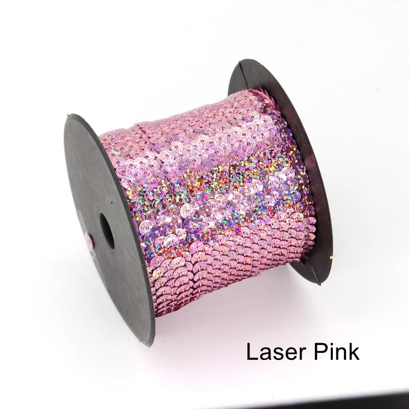 5/ 100 jardas 6mm lantejoulas fita redonda plana lantejoulas laser giltter lantejoulas para artesanato costura pano acessório lantejoulas guarnição