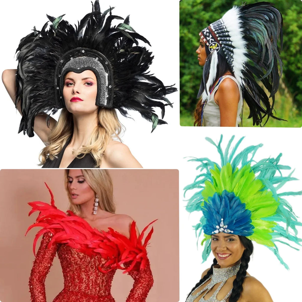 Plumas Naturais de Cauda de Galo 100 Peças