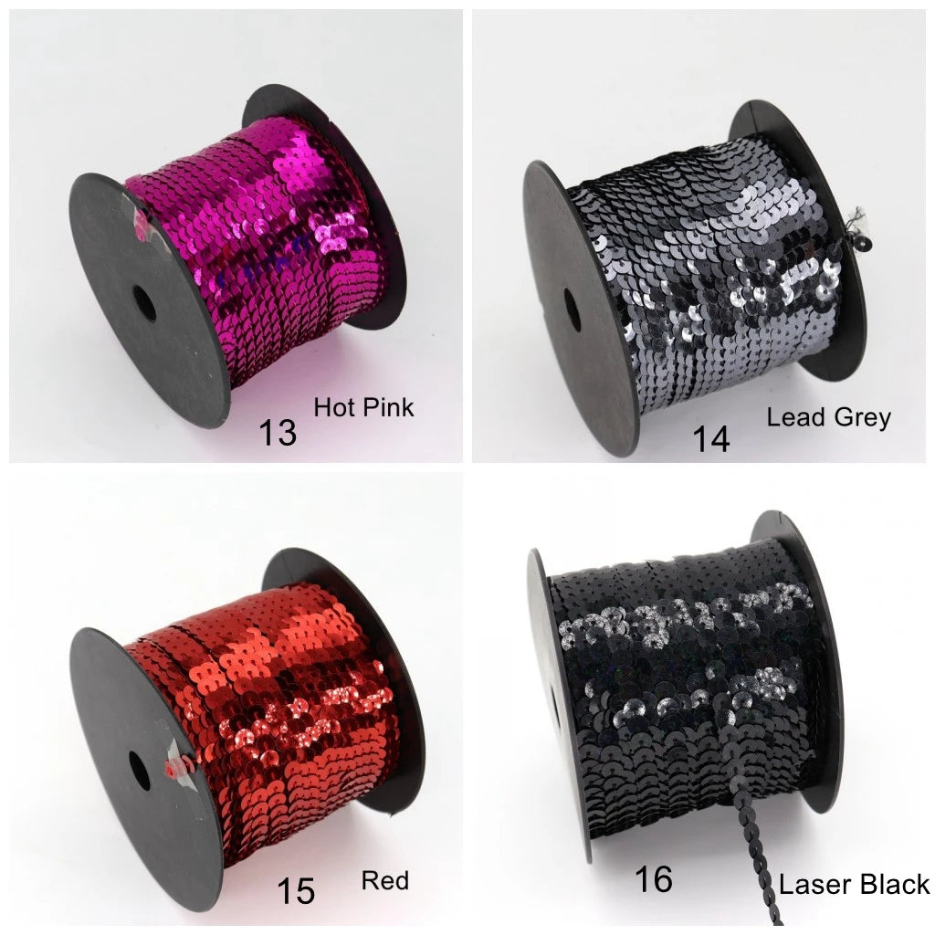 5/ 100 jardas 6mm lantejoulas fita redonda plana lantejoulas laser giltter lantejoulas para artesanato costura pano acessório lantejoulas guarnição