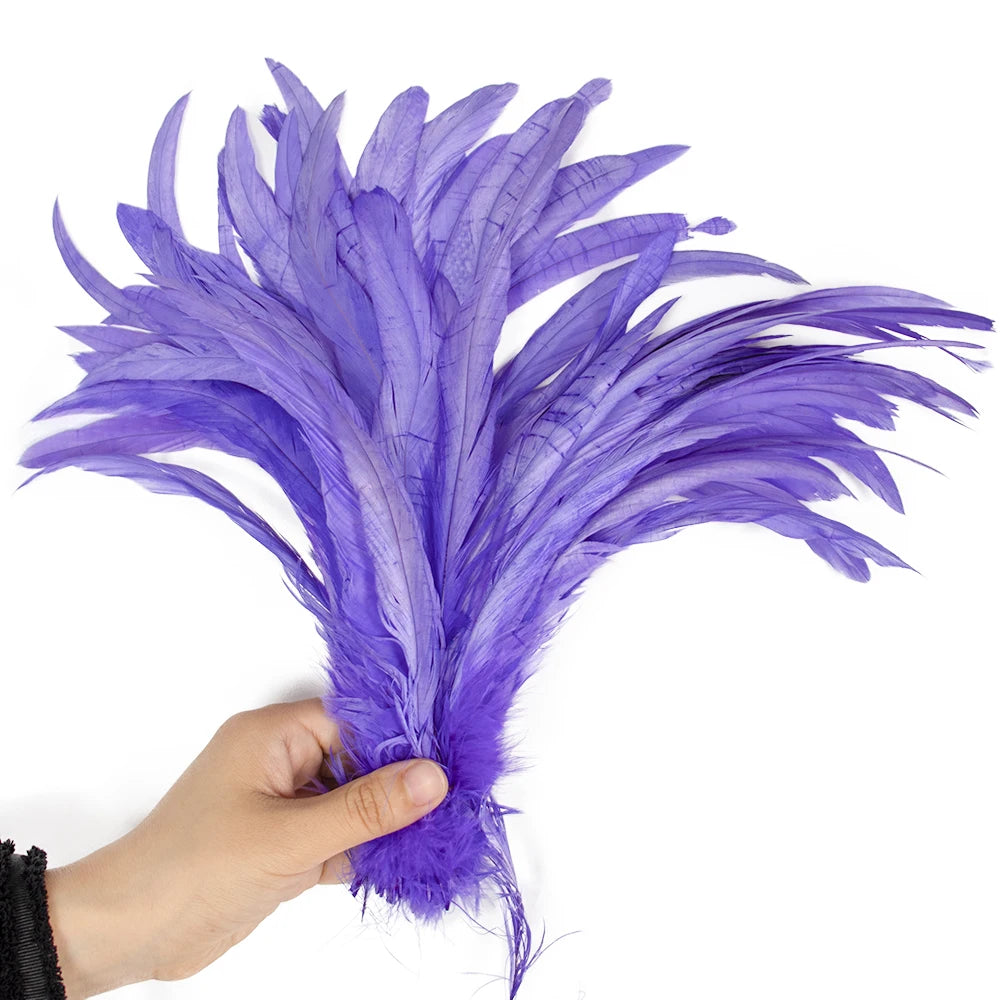 Plumas Naturais de Cauda de Galo 100 Peças