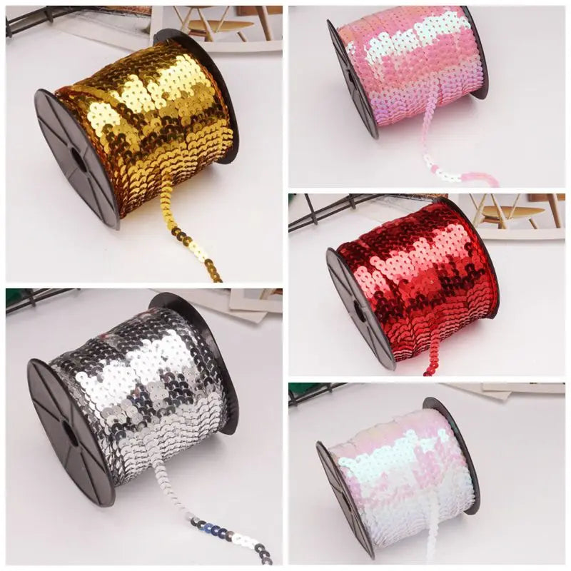 5/ 100 jardas 6mm lantejoulas fita redonda plana lantejoulas laser giltter lantejoulas para artesanato costura pano acessório lantejoulas guarnição