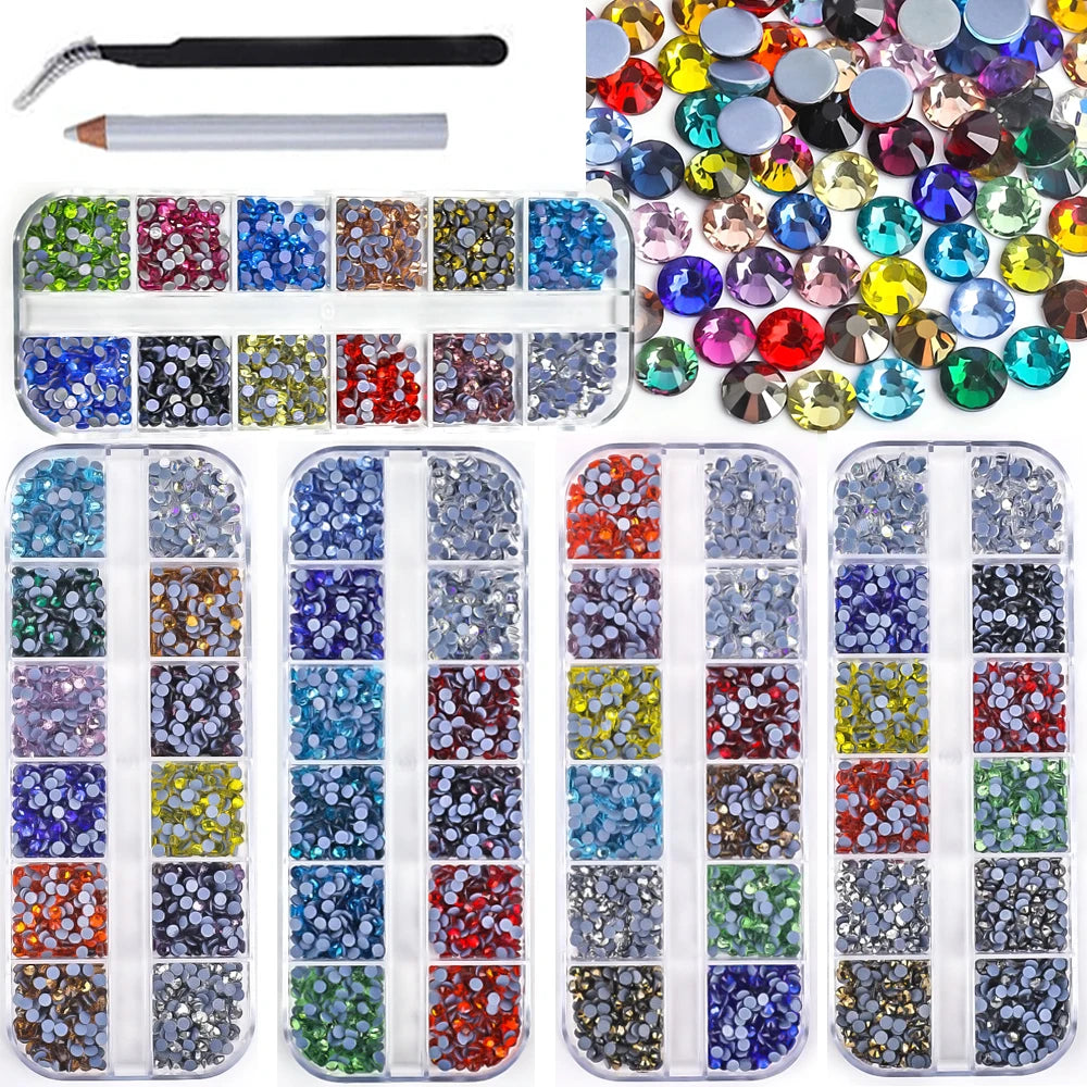 Strass de Fixação, Cores Mistas, Cristal de Vidro