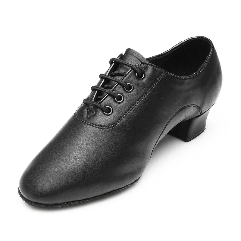 Sapatos de dança latina de couro macio masculino confortável duas sola sapatos de dança pretos para adultos crianças professores