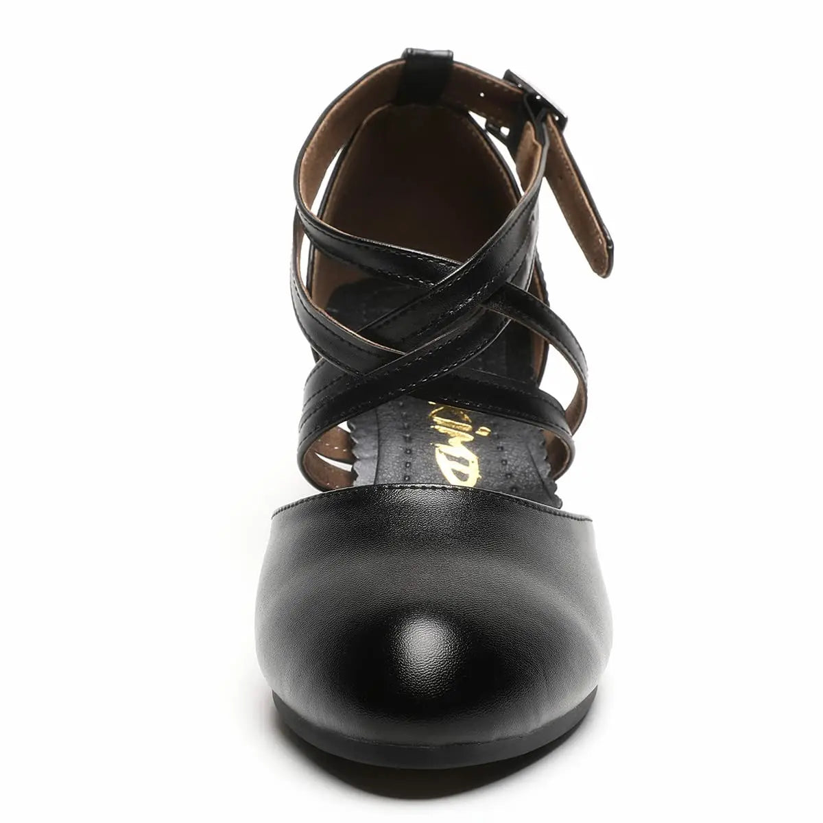 Sapatos femininos com alça cruzada, sapatos antiderrapantes para dança de salão de salsa latina, saltos pretos para casamento