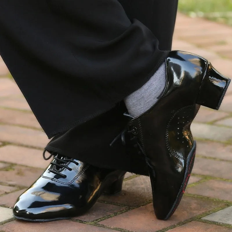 Sapatos de dança latina de couro macio masculino confortável duas sola sapatos de dança pretos para adultos crianças professores