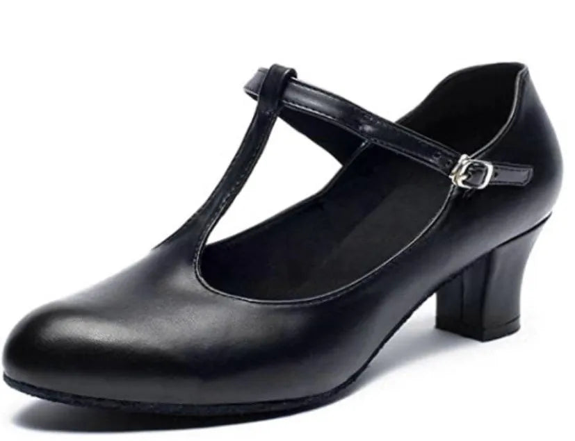 Sapatos femininos com alça cruzada, sapatos antiderrapantes para dança de salão de salsa latina, saltos pretos para casamento