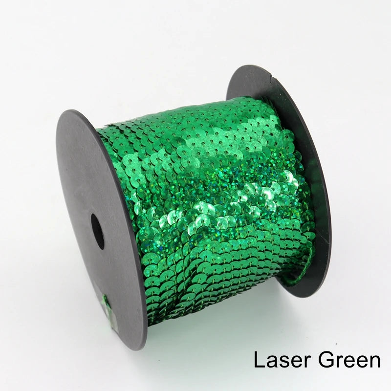 5/ 100 jardas 6mm lantejoulas fita redonda plana lantejoulas laser giltter lantejoulas para artesanato costura pano acessório lantejoulas guarnição