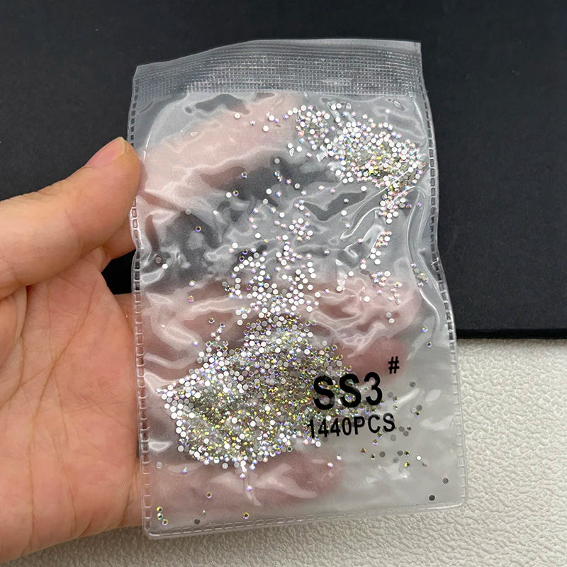 1440 Peças/saco AB/Transparente Mini Diamantes Redondos Ponto de Luz