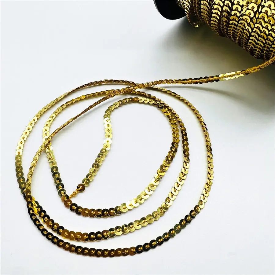 5 jardas/lote 3mm lantejoulas fita redonda plana lantejoulas laser giltter lantejoulas para artesanato costura pano acessório lantejoulas guarnição