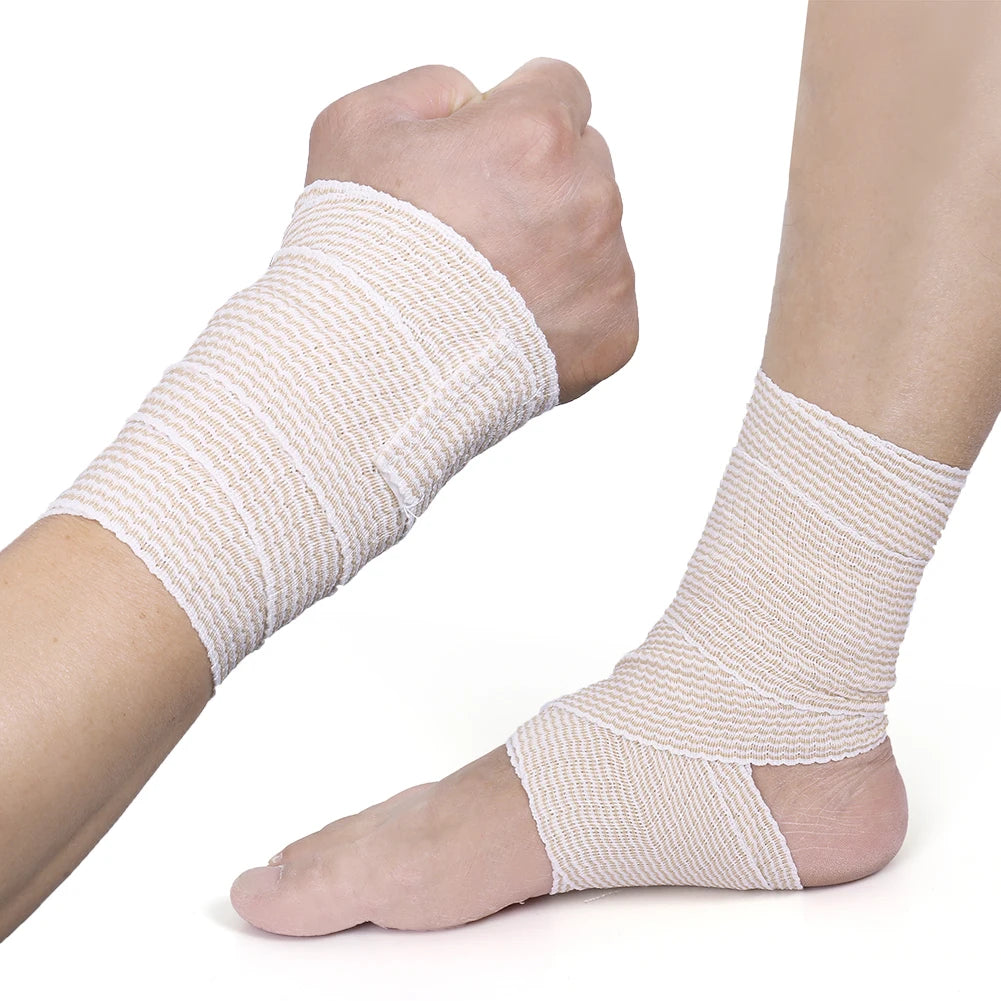 4 Rolls 3 inch x 5 yds Elastic Bandage Wrap, Cotton Compression Bandage Wrap with Self-Closure,Support & First Aid for Sports