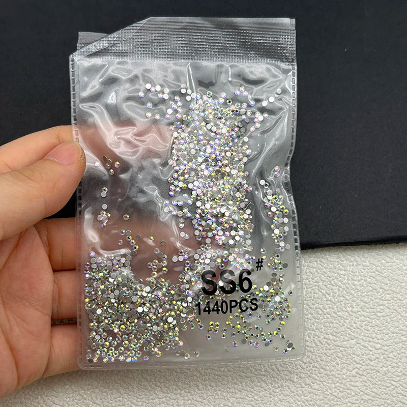 1440 Peças/saco AB/Transparente Mini Diamantes Redondos Ponto de Luz