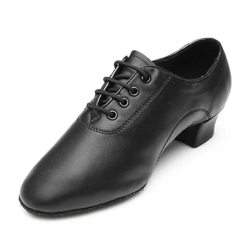 Sapatos de dança latina de couro macio masculino confortável duas sola sapatos de dança pretos para adultos crianças professores