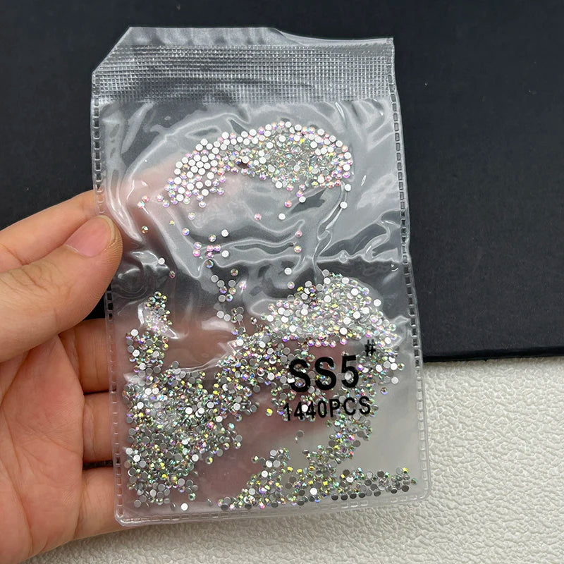1440 Peças/saco AB/Transparente Mini Diamantes Redondos Ponto de Luz