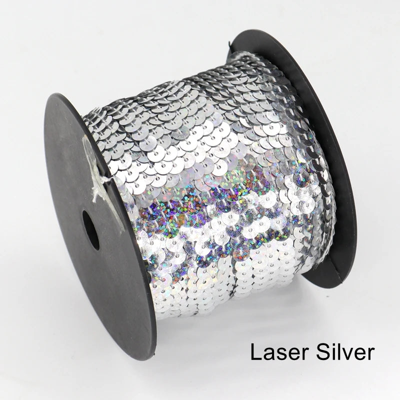 5/ 100 jardas 6mm lantejoulas fita redonda plana lantejoulas laser giltter lantejoulas para artesanato costura pano acessório lantejoulas guarnição