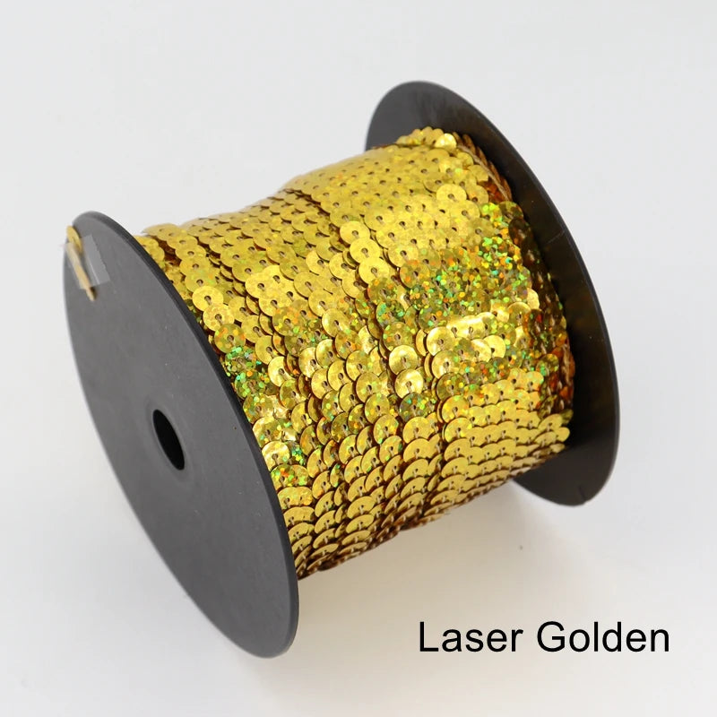 5/ 100 jardas 6mm lantejoulas fita redonda plana lantejoulas laser giltter lantejoulas para artesanato costura pano acessório lantejoulas guarnição