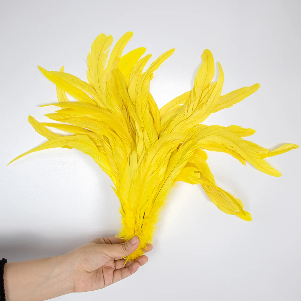 Plumas Naturais de Cauda de Galo 100 Peças