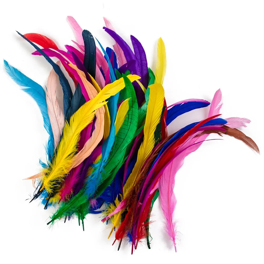Plumas Naturais de Cauda de Galo 100 Peças