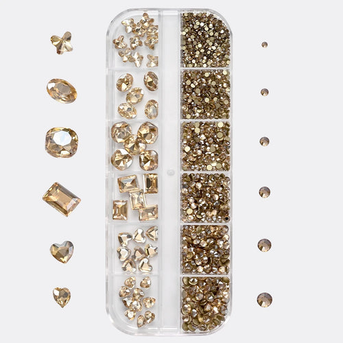 12 grades strass marrom claro para outono arte do prego 3d quadrado coração oval diamante pedras preciosas de vidro diy manicure decorações suprimentos